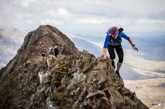 Lisa Watson on Crib Goch in the Dragon's Back Race