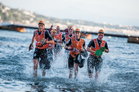 Racing at Otillo Swimrun Cannes